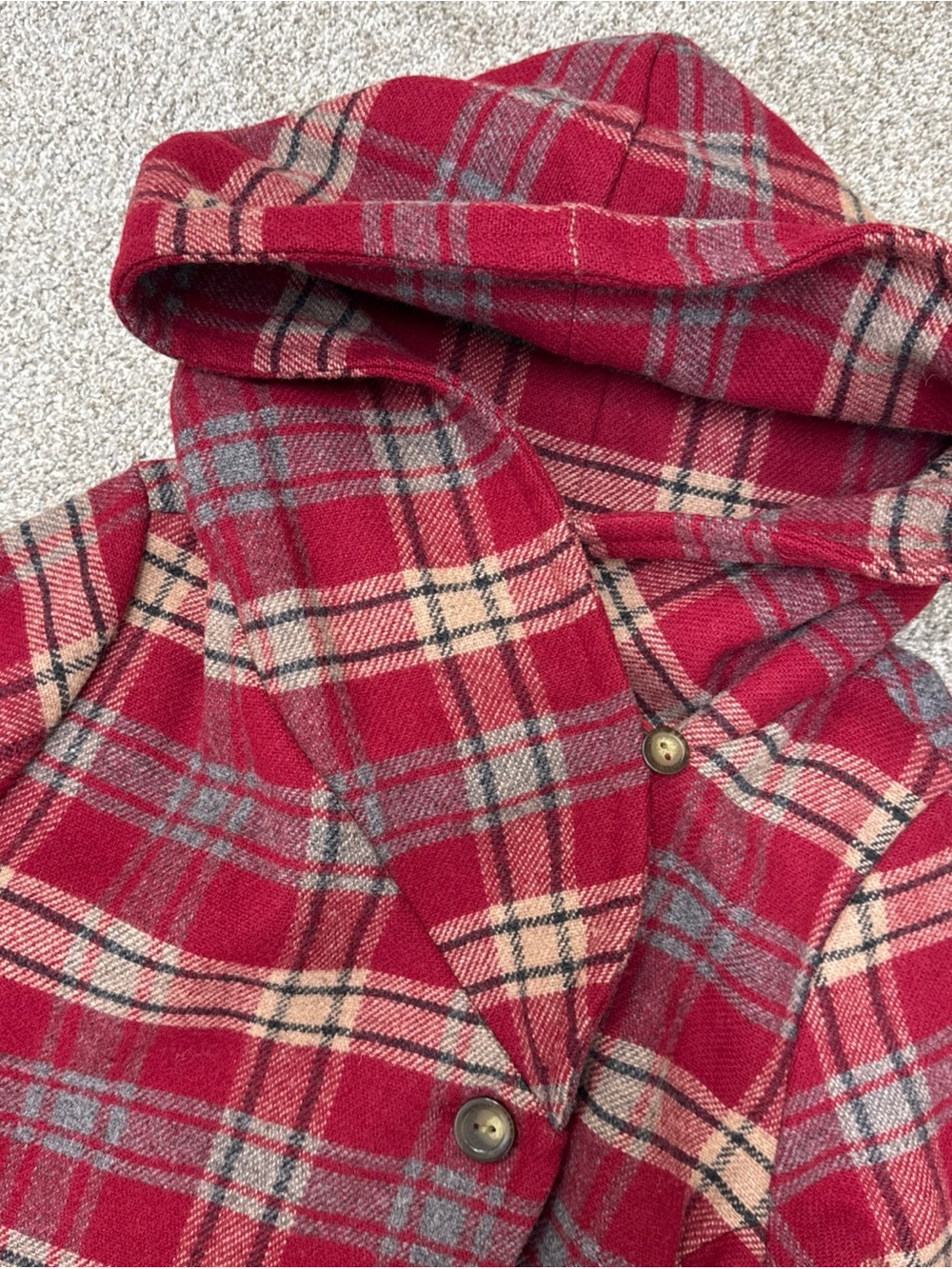 Woolrich Women's Red Plaid Hooded Pea Coat